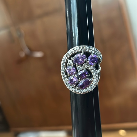 AMETHYST Dinner/Cocktail Rhinestones Large Ring size 9 - Picture 2 of 10
